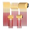 30pcs Gold Dinnerware Set Stainless Steel Dinner Knife Fork Coffee Spoon Teaspoon Flatware Dishwasher Safe Kitchen Tableware Set