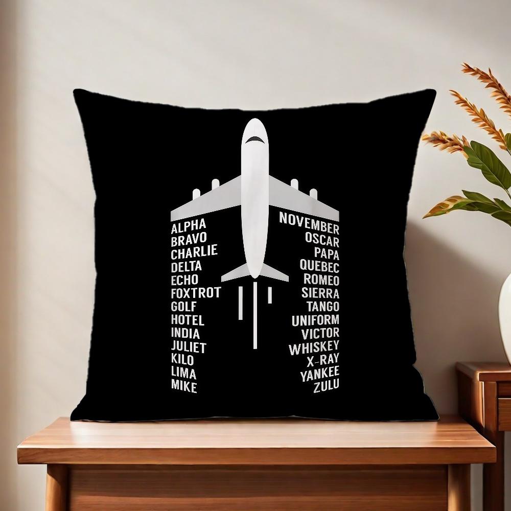 Aircraft Pilot Print Black Cushion Cover Printed Pillow Unique Home Decor Sofa Cushion Cover Home Decoration