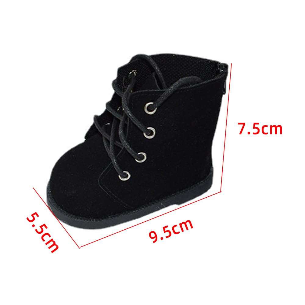 niannyyhouse 40cm Plush Toy Leather Shoes, Thigh-High Boots, Shoe Length: Approx. 9.5cm, Dress-Up Doll Accessories (Black)