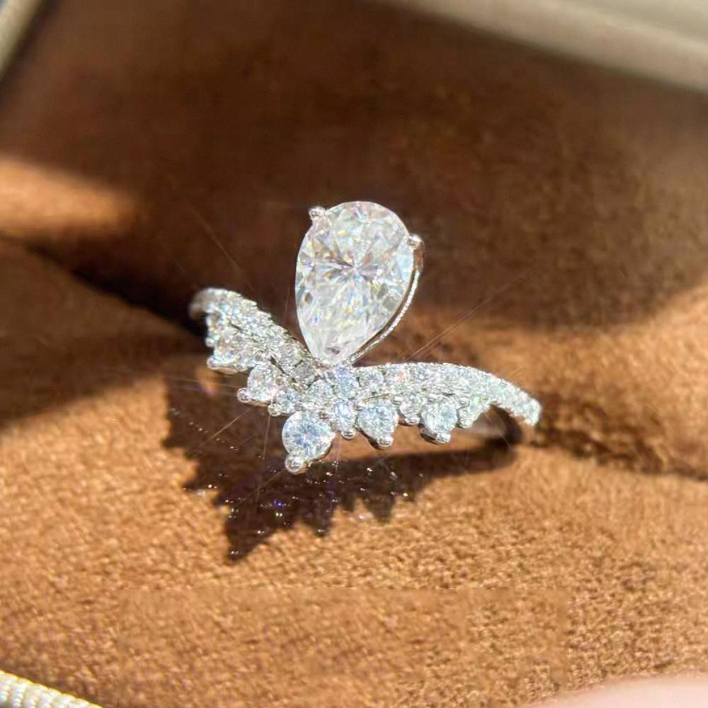 6x9mm 1.5CT Pear Cut Moissanite Diamond Ring for Women   CopperWater Drop Shape Rings Wedding Bands Jewelry Gift