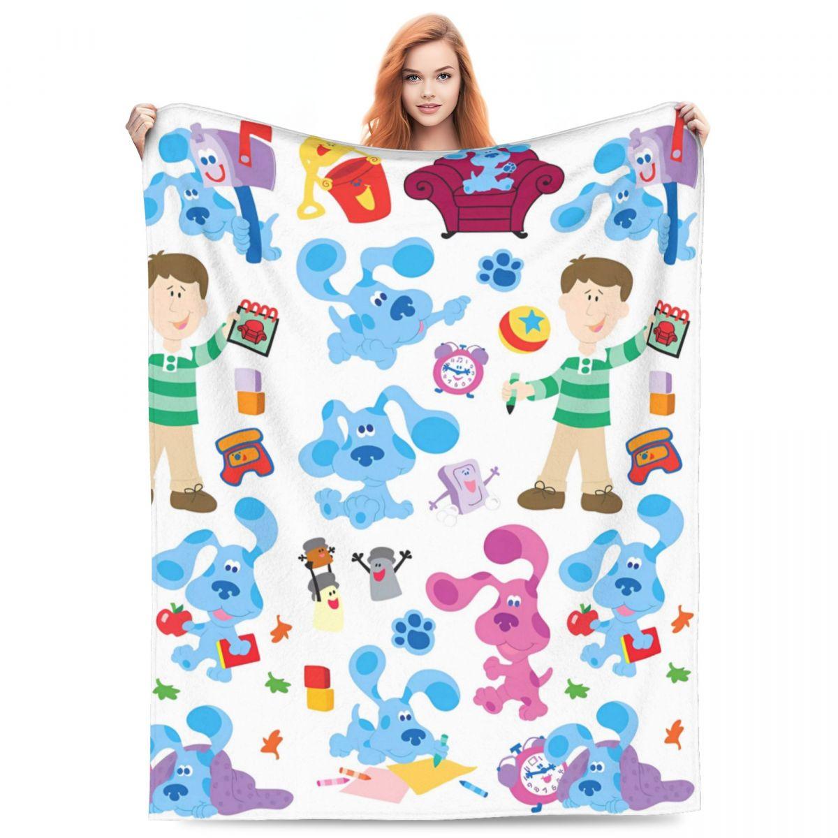 

Blue s Clues Collage Blanket Warm Soft Novelty Plush Throw Blanket For Outdoor Camping Flannel Bedspread Bed Cover 75x90cm
