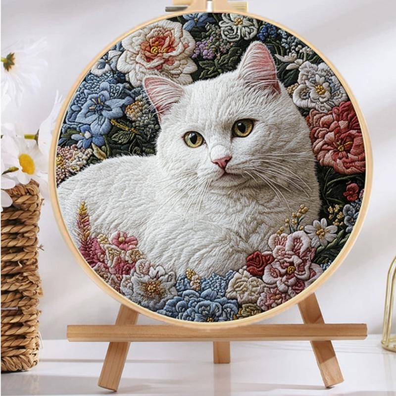 Entspannendes Handarbeits-Set für Katzen Stickerei Enthält Materialien und Anleitungen für Alle