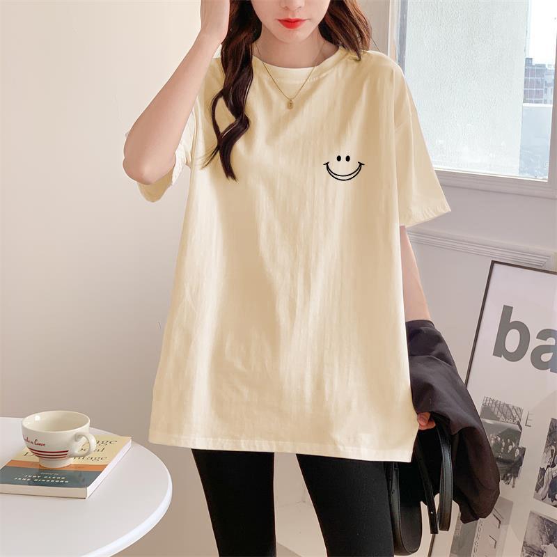 

White cotton t-shirt women s short-sleeved 2025 summer new niche loose large size half-sleeved medium and long t-shirt top XXXL