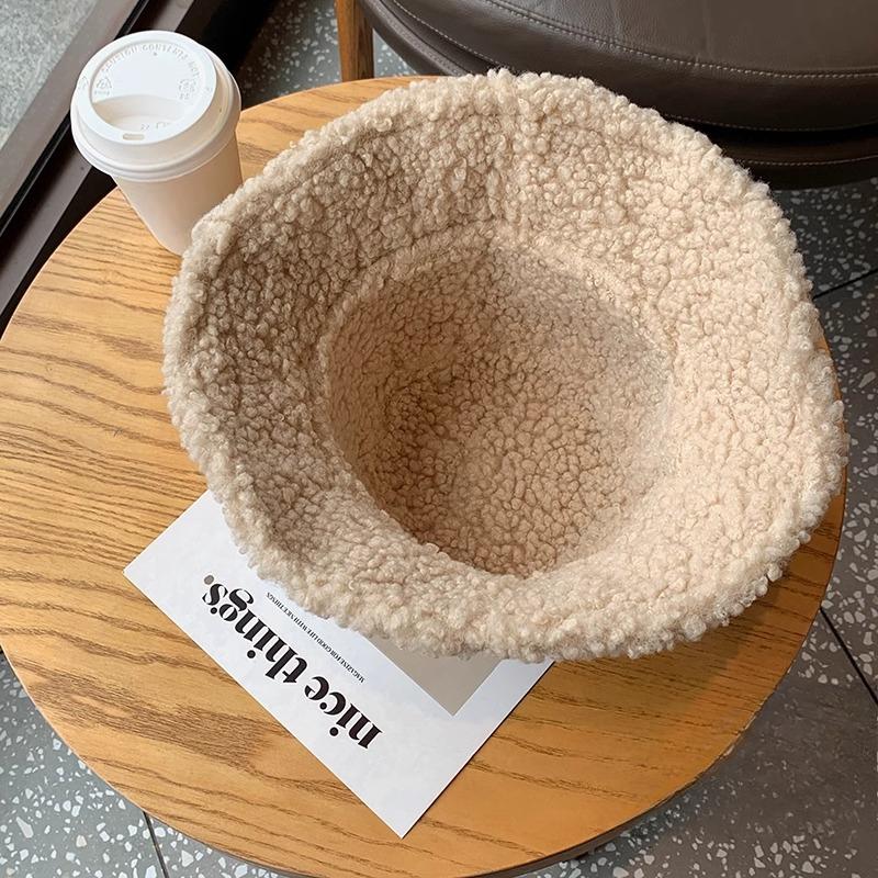 Double sided Lamb Velvet Pot Hat Men Autumn and Winter New Hat Women Korean Corduroy Fisherman Hat Warmth Thickened Bucket