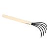 Garden Hand Rake 5 Steel Tines Wooden Handle Ergonomic Design Claw Cultivator for Tilling Loosening Soil Long Handle