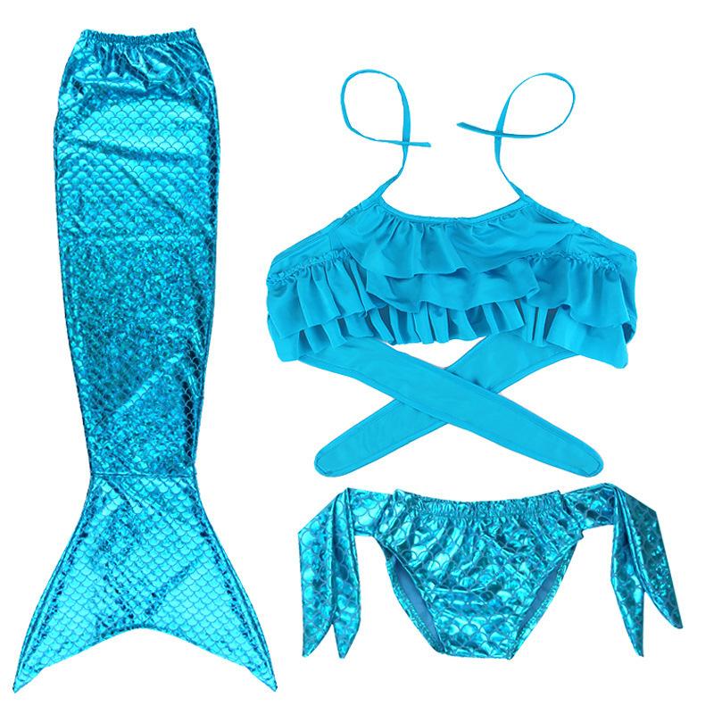 Mermaid Swimsuit Girls Middle School Elder Princess Split Skirt Elementary School Mermaid Baby Three-Piece Set