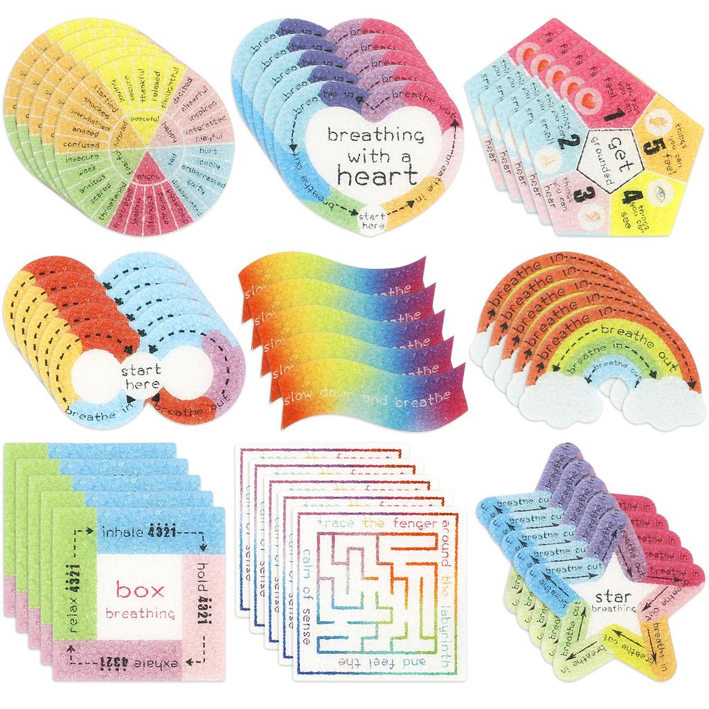 Anxiety Sensory Stickers Textured Calm Stickers Tactile Rough Textured Stickers for Relieve Adults Kids Teens Fidgets Stress