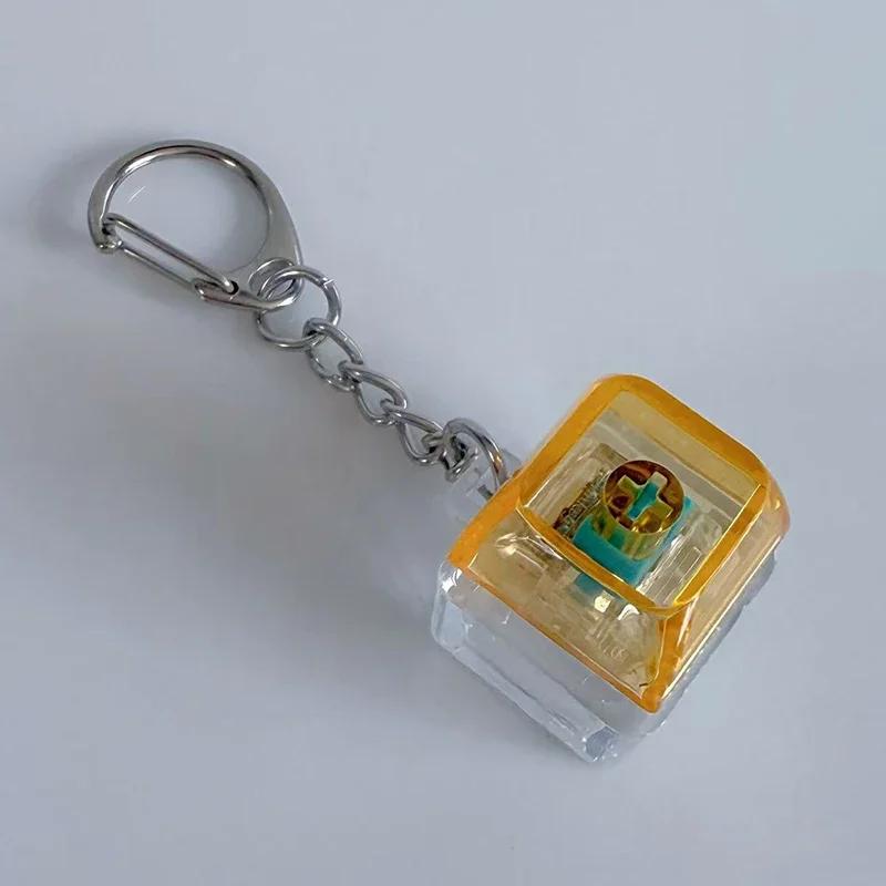 LED Keyboard Keychain Mechanical Button Fidget Key Switch Caps Finger Toys Relief Stress Small Gifts Car Key Ring For Adults