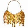 Halter Body Chain Top with Cascading Faceted Disc Fringe, Open Back Body Jewelry Accessory for Party and Festival Outfits
