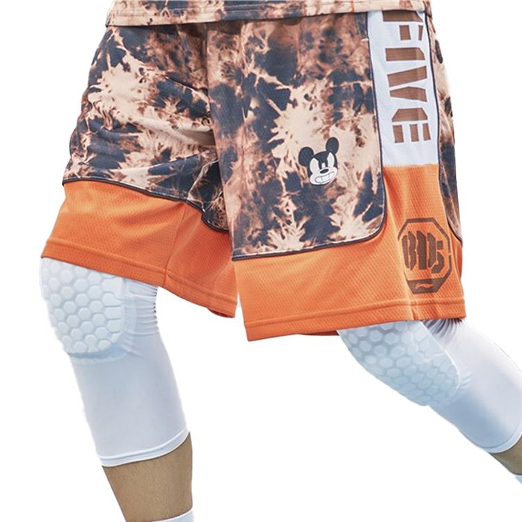 Li Ning Basketball Shorts Men's Brown Ice Grain All Over Print AAPQ105-3