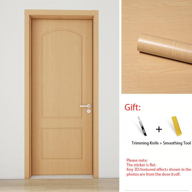 Self-Adhesive Wood Grain Door Sticker Peel & Stick Wooden Vinyl Wrap Furniture Renovation, Waterproof Wardrobe Cabinet Film Home Decor Wallpaper