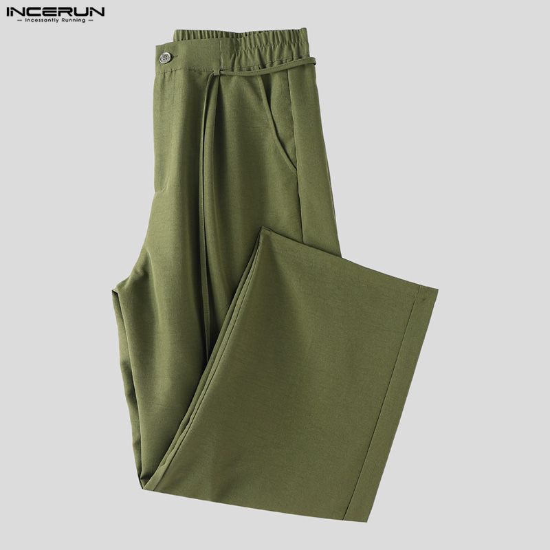 INCERUN Two Piece Suit Men Mockneck Half Sleeve Shirts Trousers Casual Loose Sets