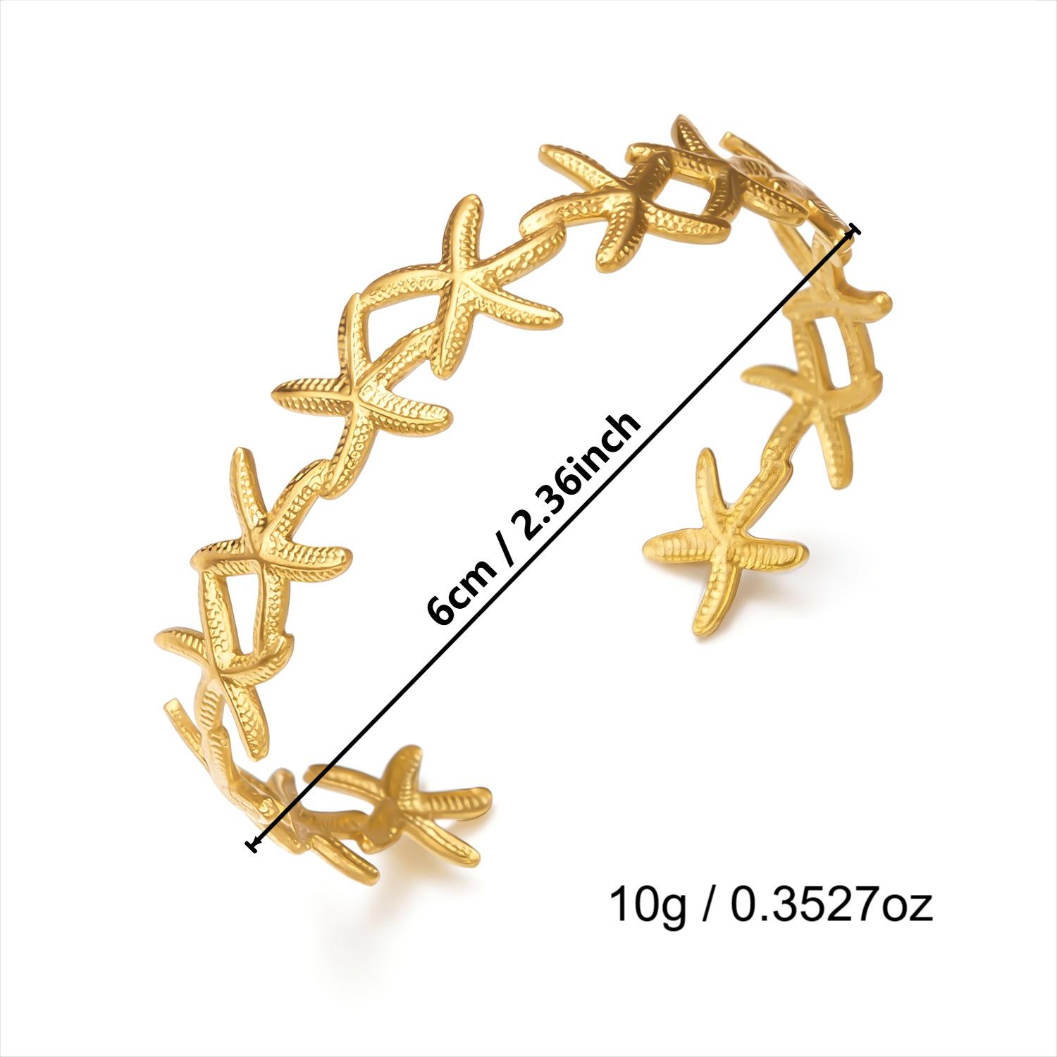 Women s Jewelry: Starfish and Shell Combination Bracelet, Simple Design with Exquisite Small Fish Open-Ended Stackable Bracelet 1