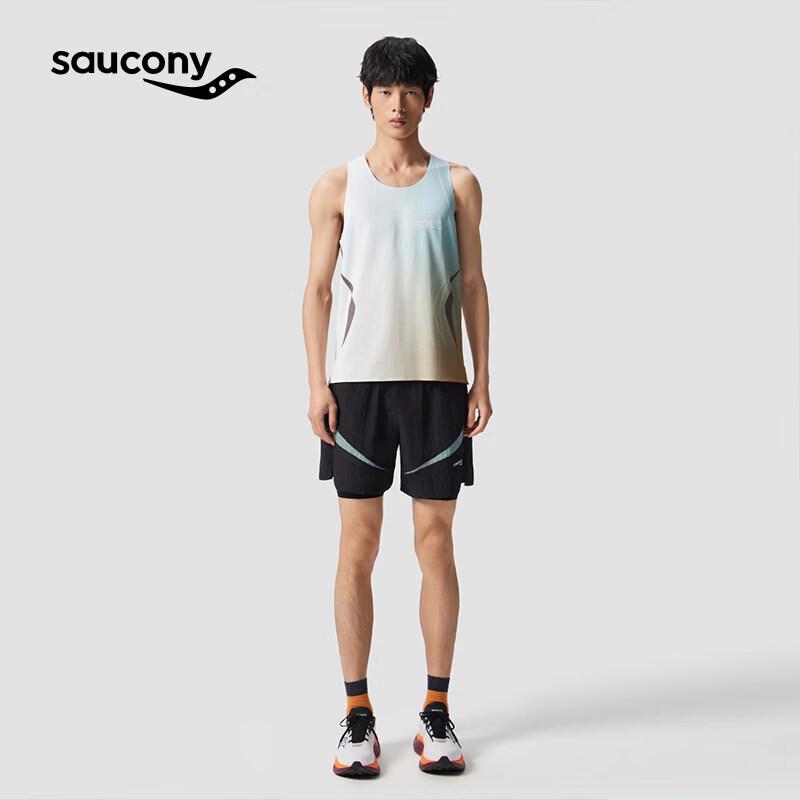 Saucony Men s Double-Layer Running Shorts 2XL