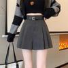 Women's Khaki Woolen Pleated High-Waist A-line Shorts - Autumn/Winter 2025 Collection
