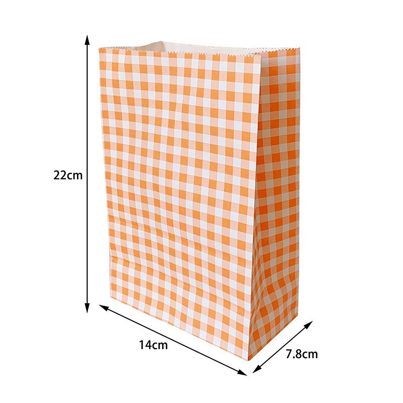 20Pcs Ins Style Colorful Plaid Kraft Paper Bag Birthday Party Graduation Christmas Gift Bag Packaging Bag Candy Sundries Bags