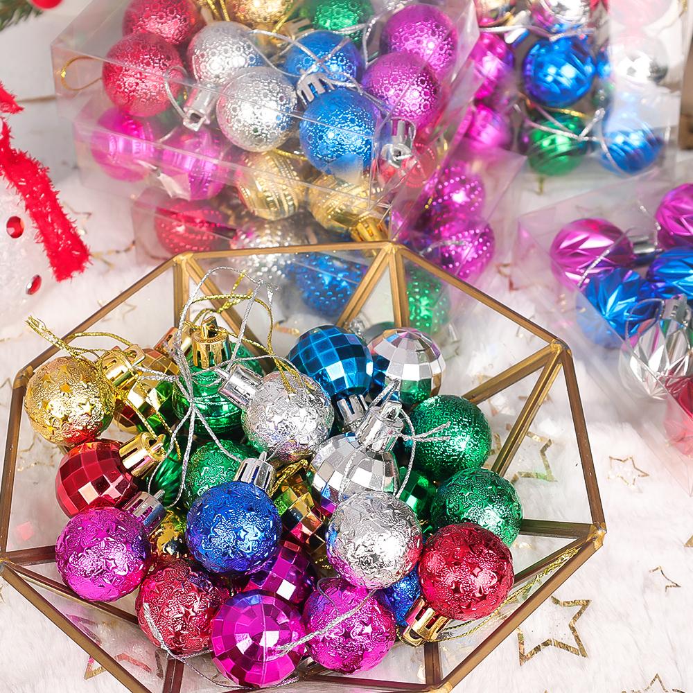 3cm Christmas Balls Gifts Xmas Tree Decorations Gift Hanging Pendants Bauble Party Wedding Plastic Ornament Balls Kids Toys