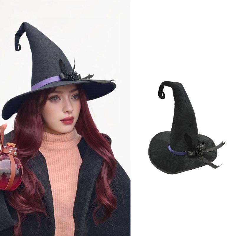 Witch Hat For Halloween Costume Party With Soft Lining Practical Nonwoven Fabric Cosplay Accessories For Kids Adults