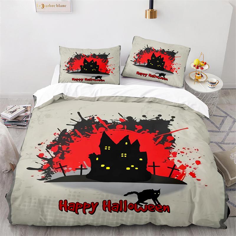 Halloween Pumpkin  Horror Festival Bat Bedding Set Boys Girls Twin Queen Size Duvet Cover Pillowcase Bed Kids Adult
