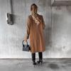 Womens Long Wool Blend Coat With Real Pockets Thick Winter Outerwear Classic Notched Collar Double-Breasted Button