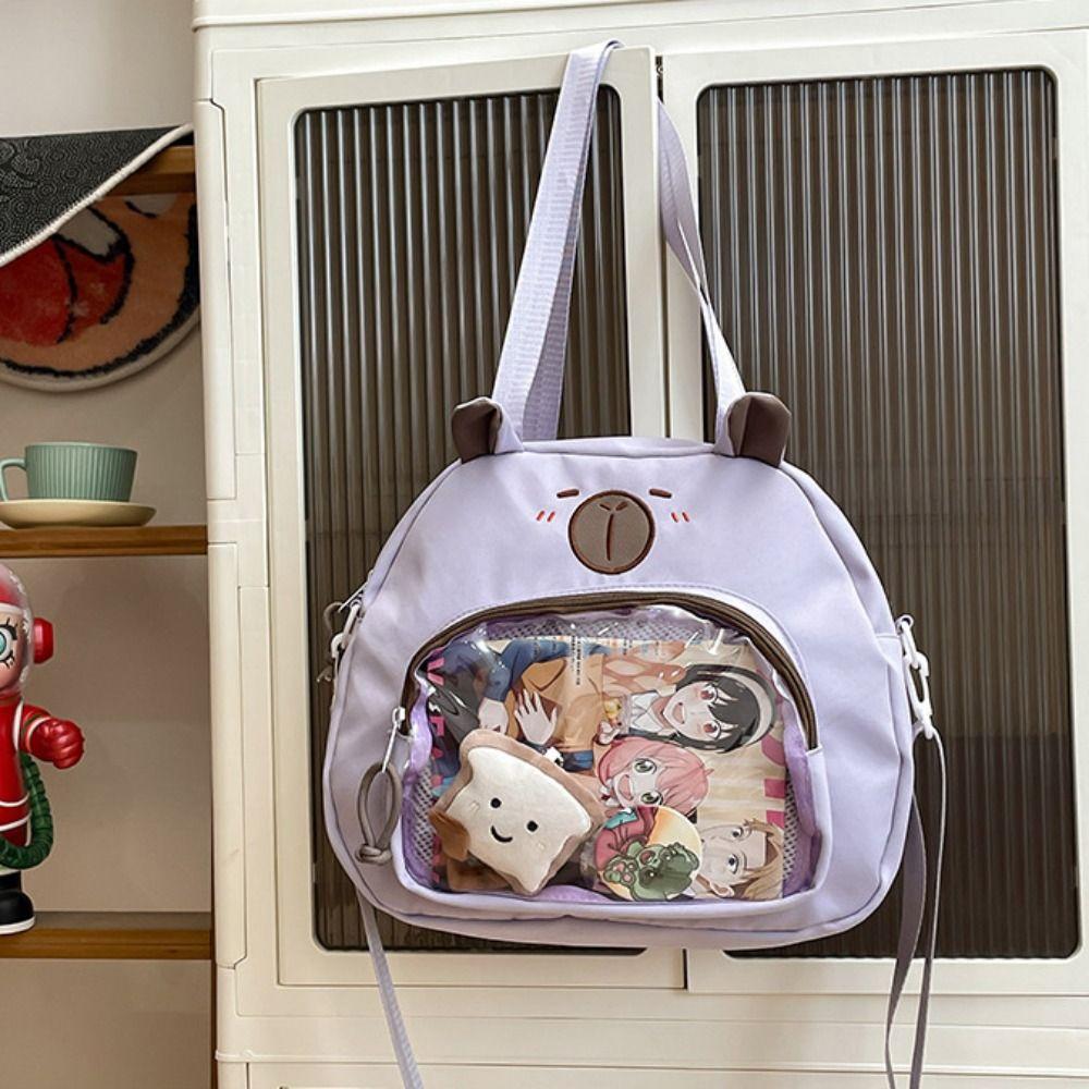 Large Capacity Capybara Shoulder Bag Harajuku Canvas Tote Bag Lovely Transparent Itabag  Shopping