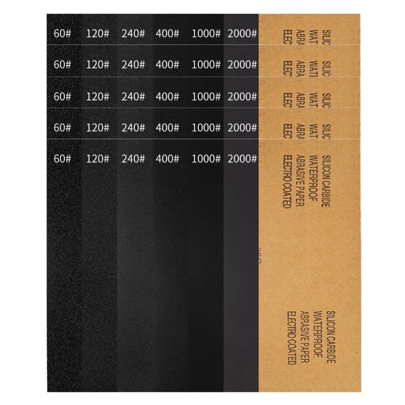 Long Last Durability Abrasive Paper 60-2000 Grit Sandpaper Ideal For Automotive DIY Projects Flexible Backing