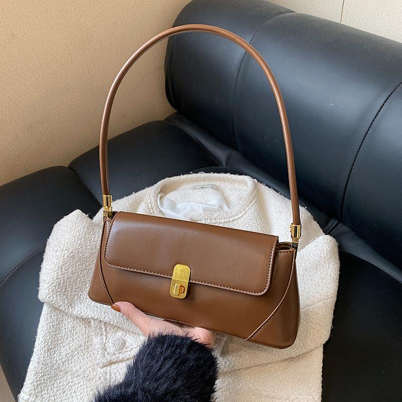 Trendy Cross-border Style Pu Medium Bag For Daily Matching With Stitching Detail кофейный