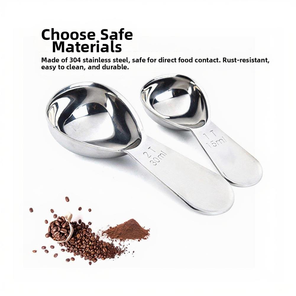 Stainless Steel Coffee Spoon With Polished Edges Ergonomic Handle Space-saving 15ml/30ml Accurate Measurement Tools For Coffee