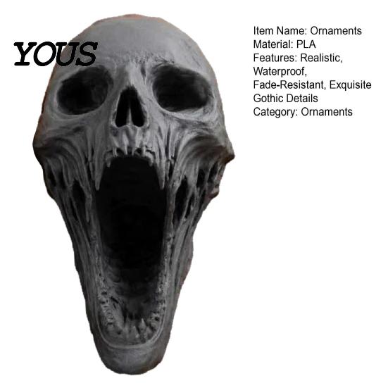 Gothic Skull Ornament Statue, 3D Printed Human Head Model for Home Aged Sculpture Decoration, Halloween Statues, Bookshelf and Desktop