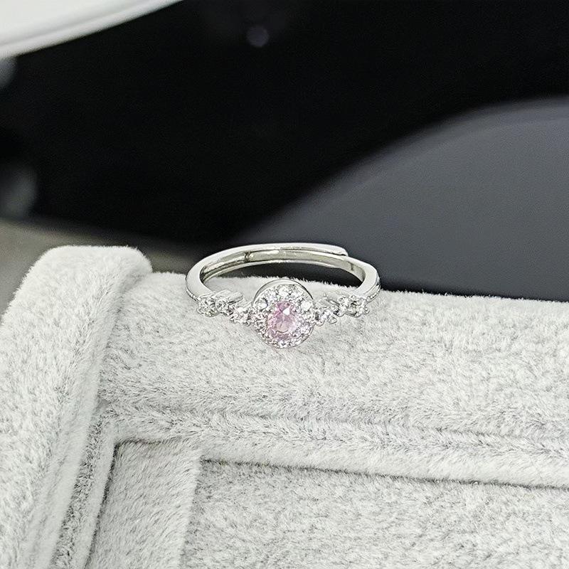 Geometric Light Luxury, High-End Sense, Thin Ring, Personalized Opening Ring, Simple Micro-Inlaid Flash Zircon, Super Fairy Ring, Female.