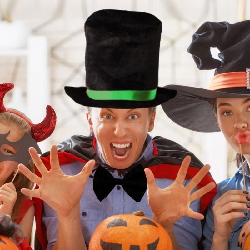 4Pcs Green Halloween Costume Accessories Costume Top Hat Necktie Sunglasses White Gloves for Cosplay Dressing Up Party