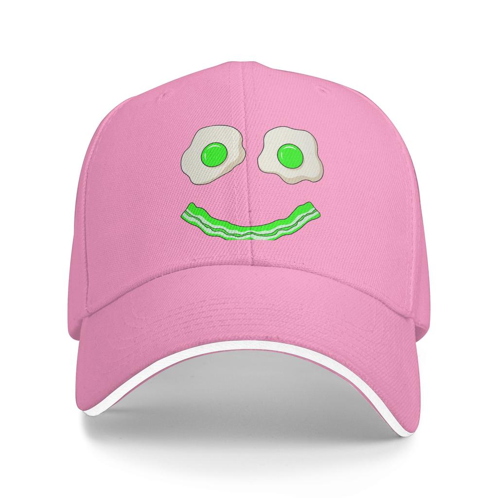 Green Smile Face Eggs and Bacon Ham Breakfast St Patrick's Sun Baseball Cap Summer Women Unisex Tennis Skate Snapback Cap