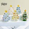 Elegant Office Desk Decor Glazed Glass Christmas Tree Figurine, Handcrafted Ornament Gift for Friends Holiday Display, Colorful Modern Table