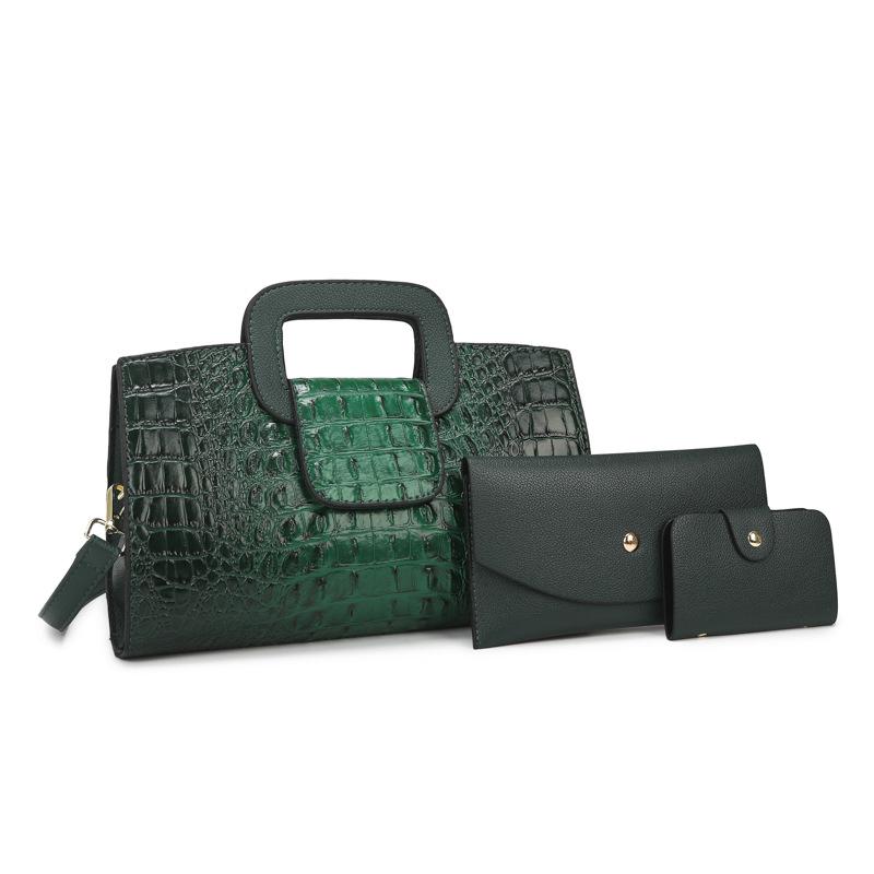Multi-piece Women's Bag New Crocodile Pattern Fashion Embossed Oblique Span Shoulder Portable Mother and Child Bag