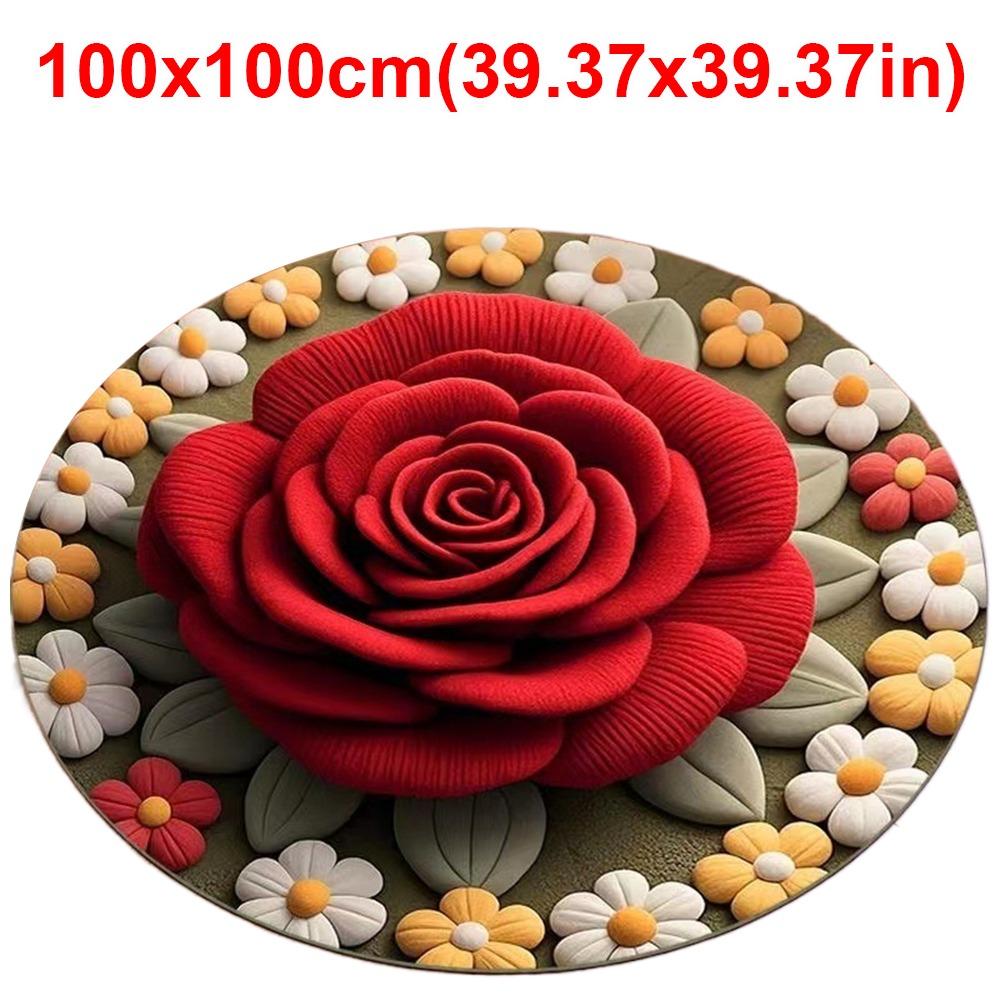 Special-shaped Flower Carpet Soft Non-slip Bathroom Floor Mat Absorbent 60x60cm/100x100cm Peony Floor Mat