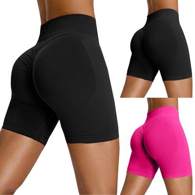 Women's Fashion Solid Color  High Waist Peach Hip Lifting Sports Shorts Tight Yoga Shorts