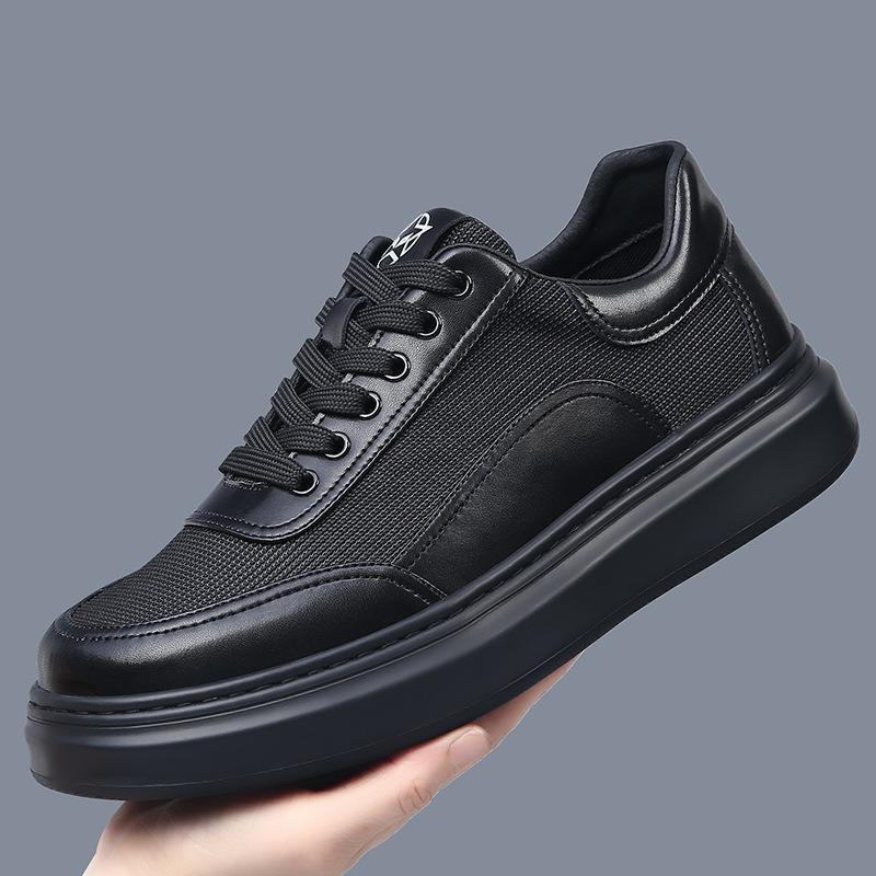High-end men's shoes breathable thick-soled mesh sports casual shoes men's board shoes new leather white shoes