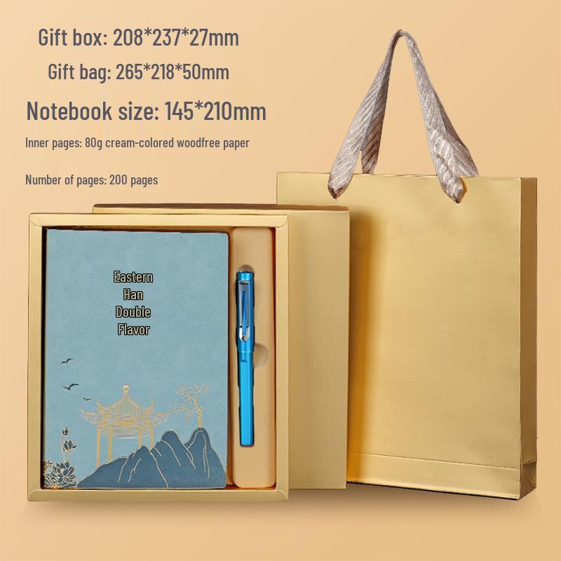 Chinese Style A5 Sheepskin Notebook Gift Set with Custom Logo