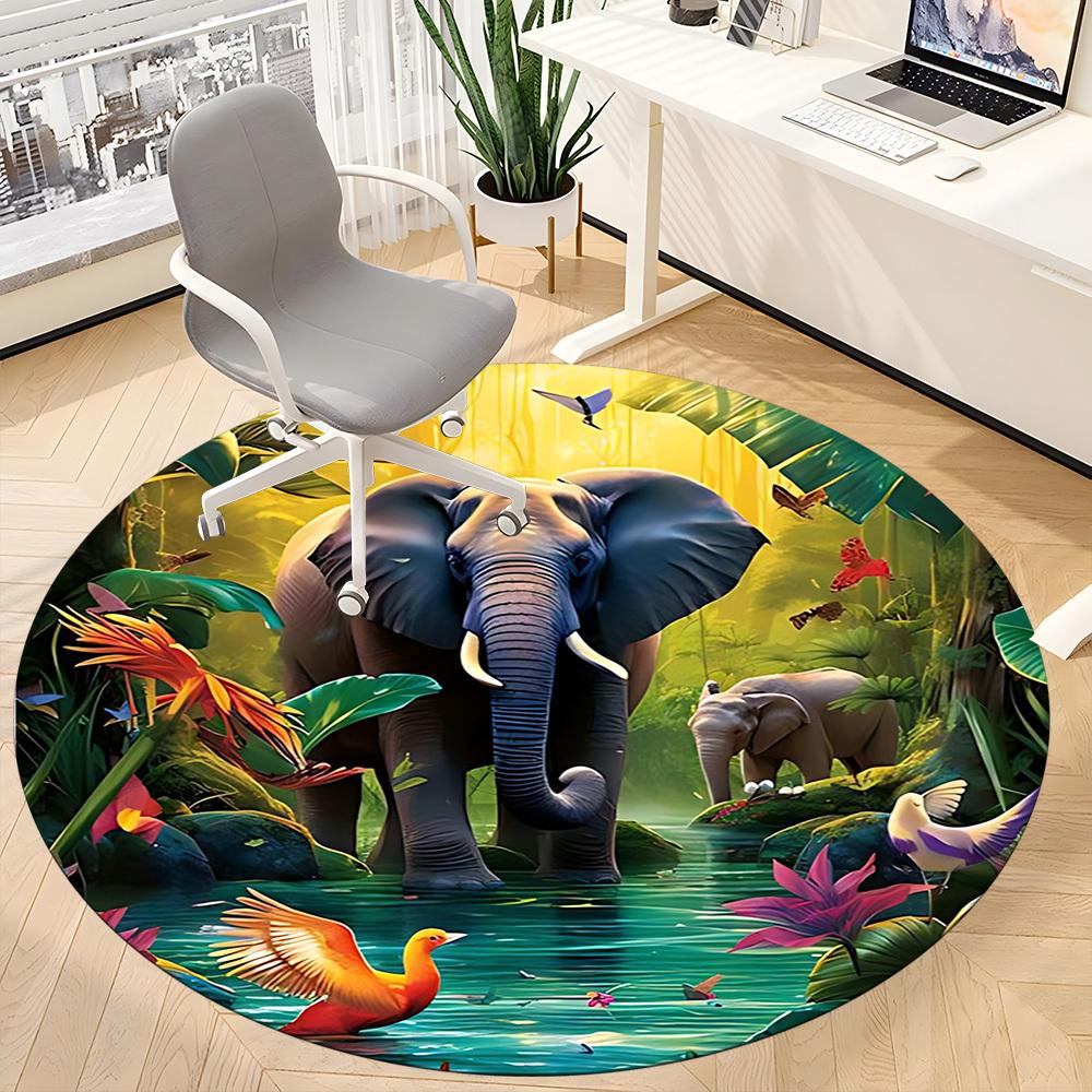 1pc Jungle Safari Print Chair Carpet for Office Non-Slip, Rug for Office, Room, Good Gift for Family or Friends,  yy251226154