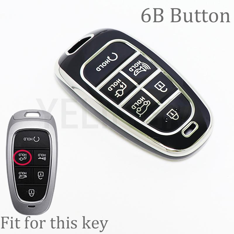 Soft Tpu Car Key Fob Protector Skin Case Cover For Hyundai Sonata Tucson Santa Fe Hybrid Nx4   Remote 6 Buttons Keychain