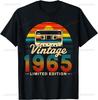 Vintage 1965 Funny 60th Birthday Gifts 60 Years Old Retro T-Shirt Casual Mens Clothing Graphic T Shirts Camisas Streetwear