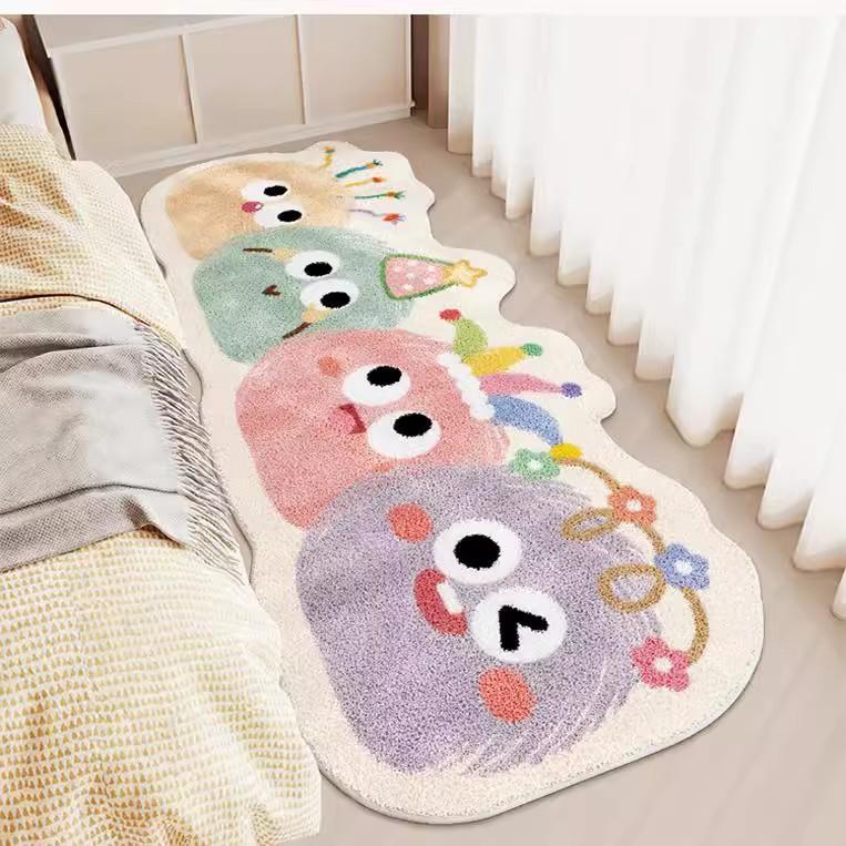 Cartoon Style Rugs for Bedroom Irregular Shape Living Room Decoration Carpet Fluffy Soft Bedside Floor Mat Thick Plush Study Rug