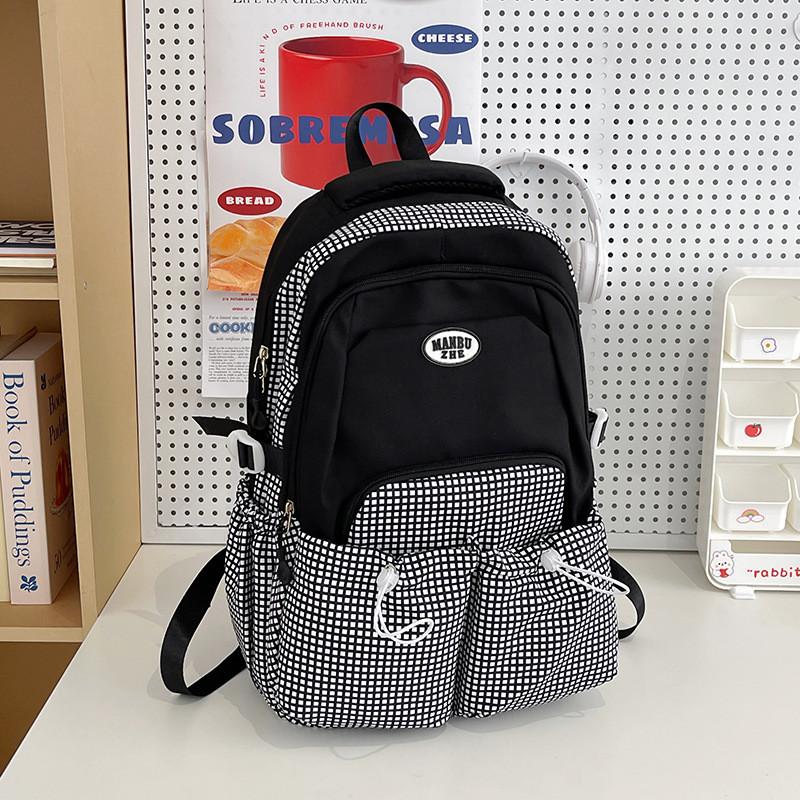 Student Large Capacity Nylon Backpack For Girls With Padded Shoulder Straps чёрный