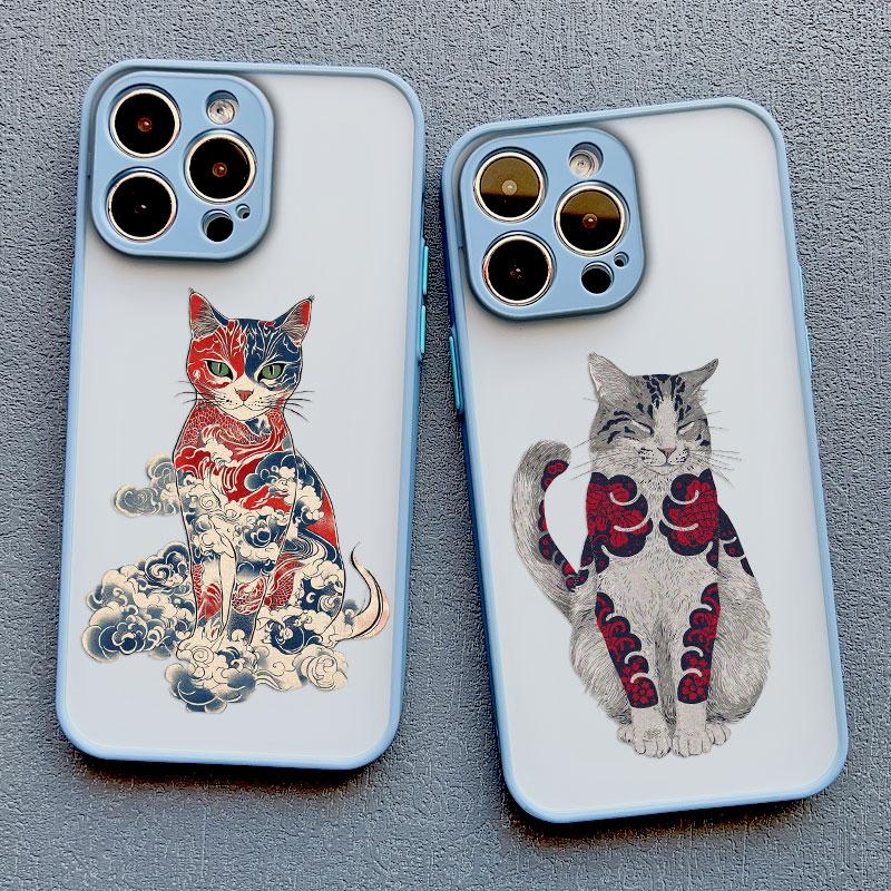 Japanese-style Colorful Cat Design Phone Case For iPhone 16 15 14 Pro Max Plus 11 12 13 Mini Pro Max XR X XS 7 8 SE2 Back Covers