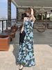 French Blue Floral Strappy Maxi Dress - Summer 2026 Women's Unique Design