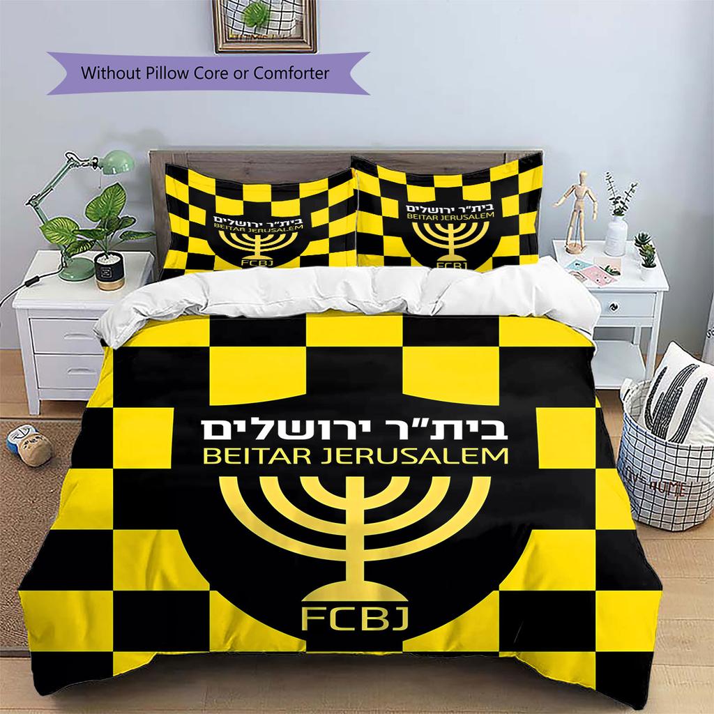 Set di biancheria da letto con motivo Beitar Jerusalem FC, copripiumino e federa, regalo di compleanno per la casa.(1 * copripiumino + 2 * federa, senza nucleo)