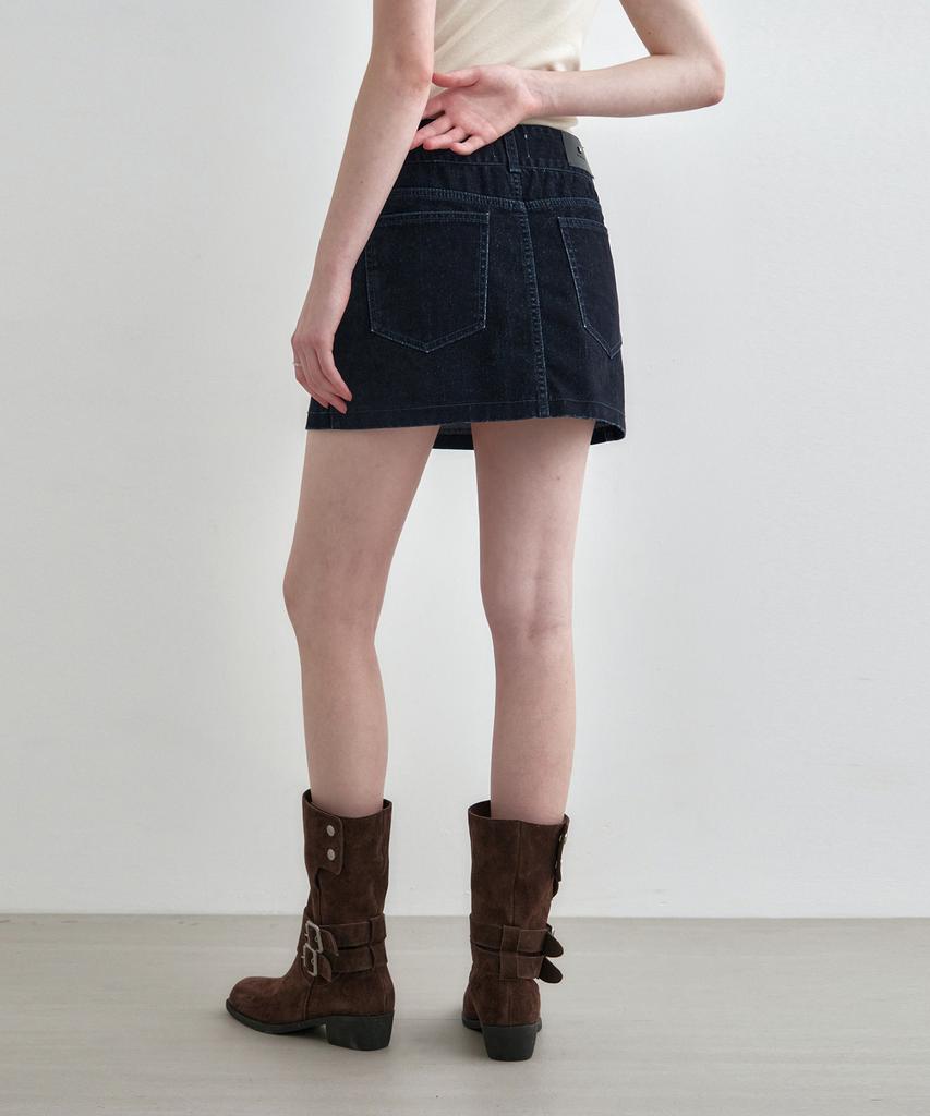 MONGDOL Velvet Denim Mini Skirt Deep Blue Mdsk027Dblue