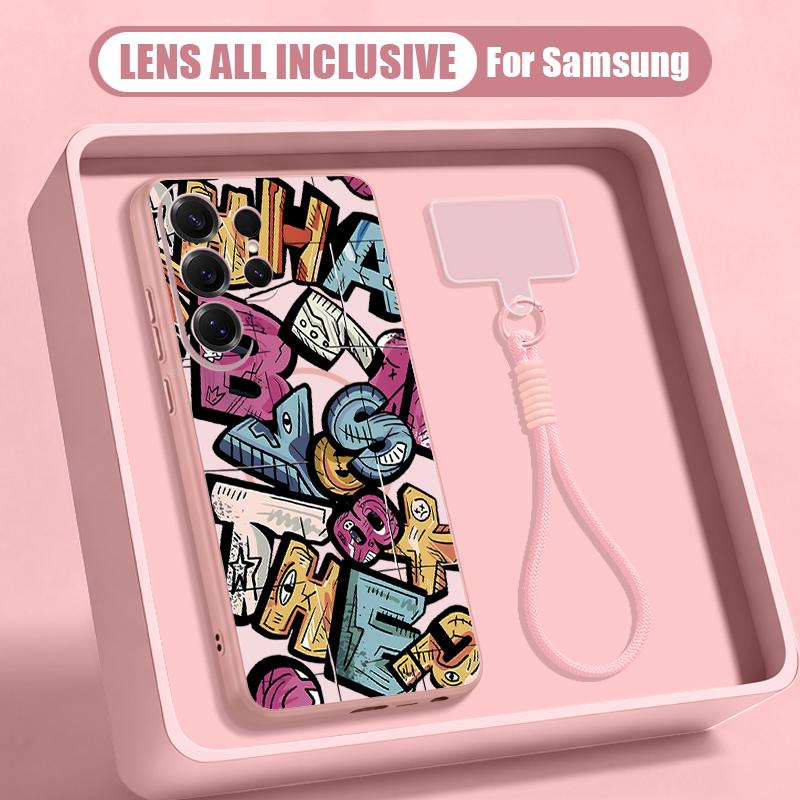 Letter Doodle Print Case For Samsung S26 Ultra S25 FE S24 S24 Plus A57 A37 A17 A56 A36 A16 A55 A35 A15 A54 5G Hybrid Magnetic Matte Cover