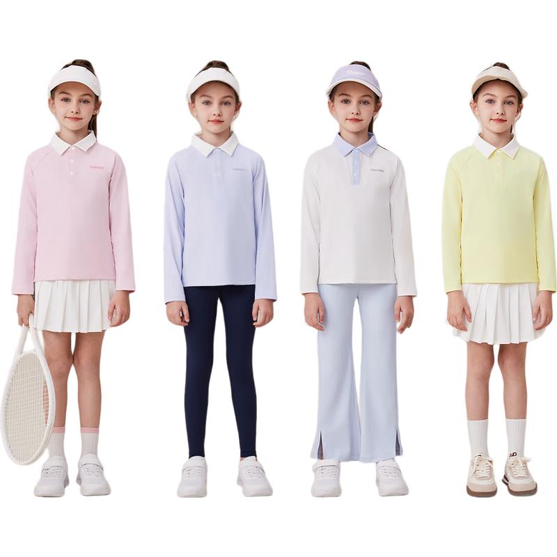YEEHOO Kids Long Sleeve Quick-Dry Polo Shirt 140