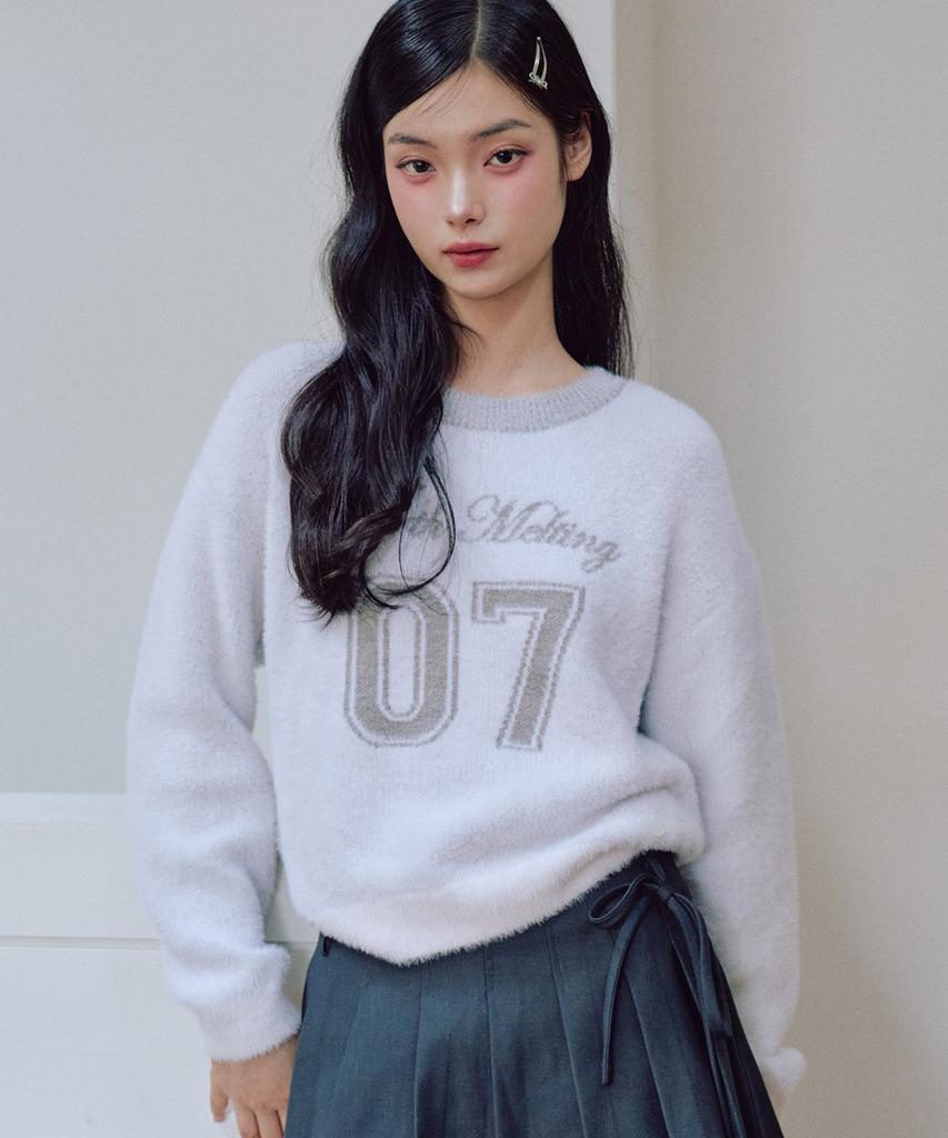 ZEROPLANET 07 Graphic Hairy Sweatshirt [Light Grey]